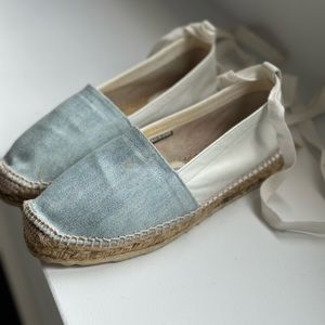 Pierre Hardy two tone denim/ white leather espadrille with lace up size 35